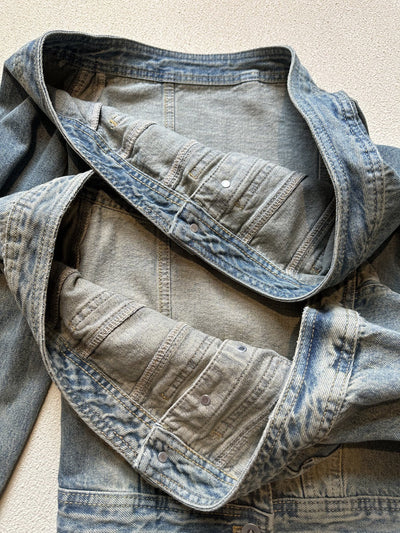 Off-shoulder Denim Long-sleeved Slim-fit Crop Top