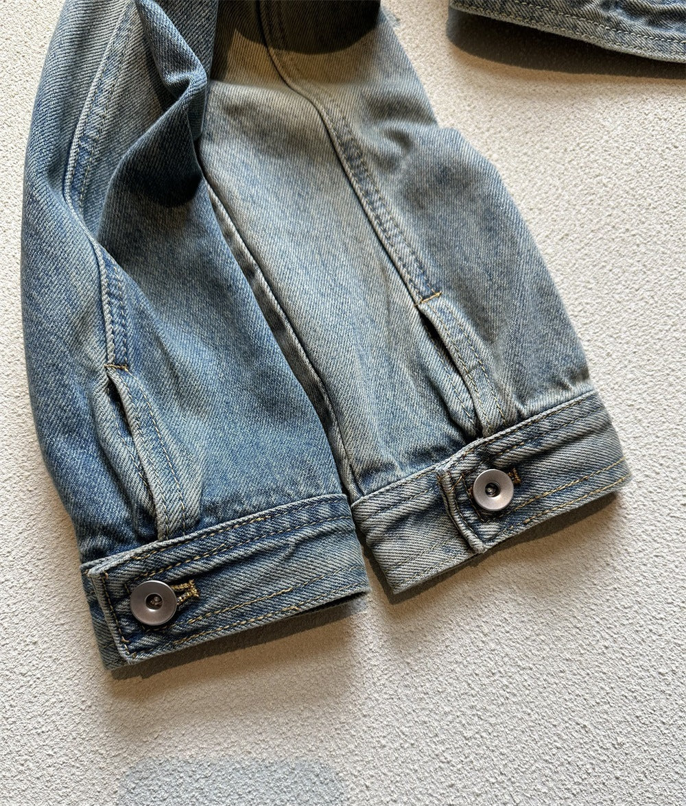 Off-shoulder Denim Long-sleeved Slim-fit Crop Top