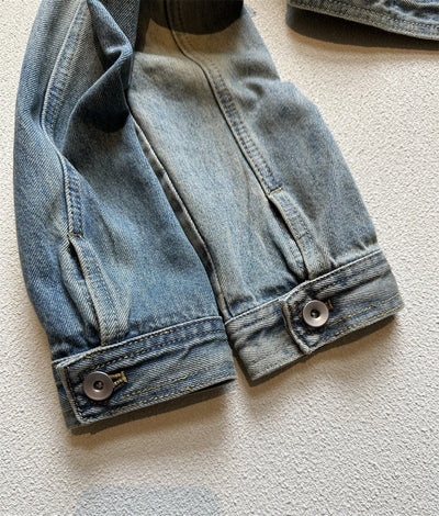 Off-shoulder Denim Long-sleeved Slim-fit Crop Top